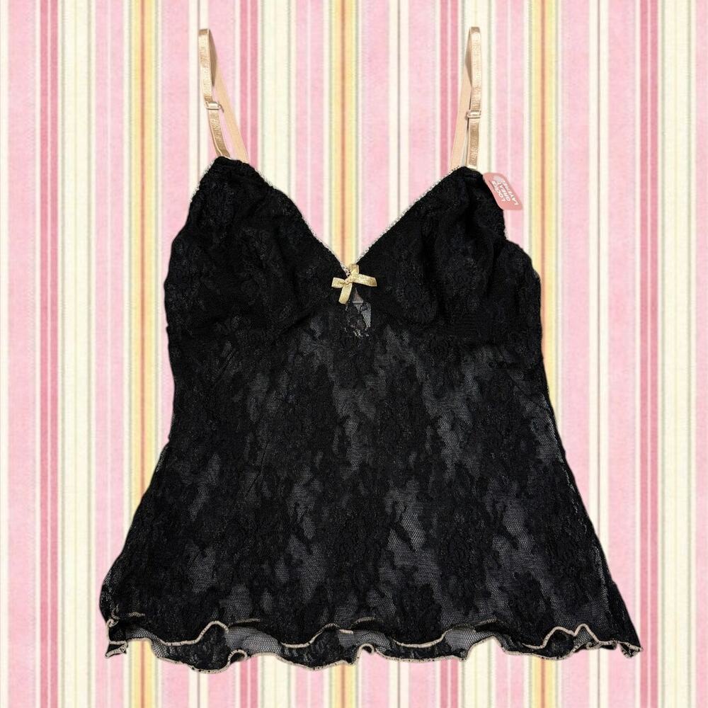 Jlo Womens Size M Black Sheer Lace Tank Top NWT